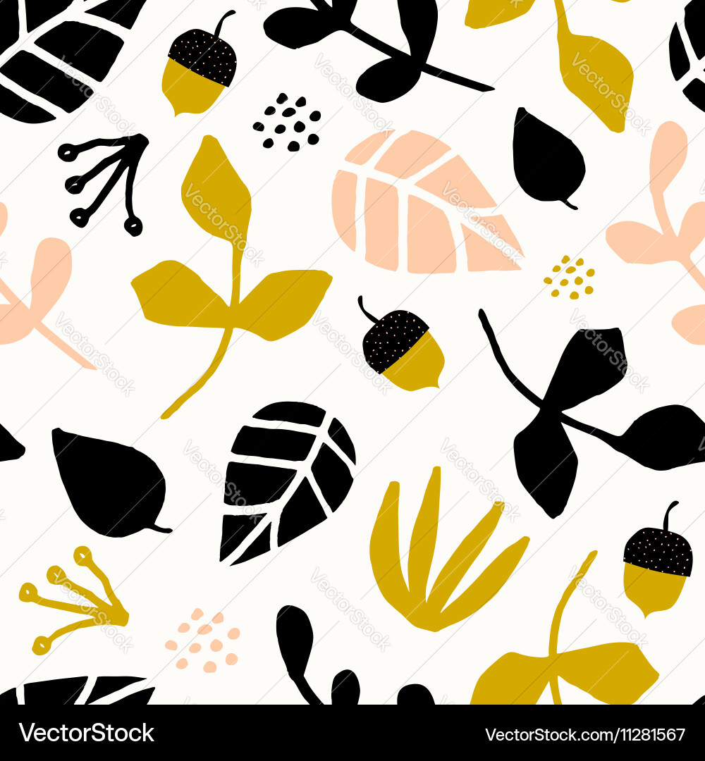 Autumn Leaf & Acorn Pattern vector image