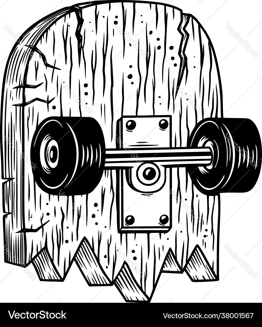 Broken skateboard design element for logo label Broken skateboard design element for logo label vector image