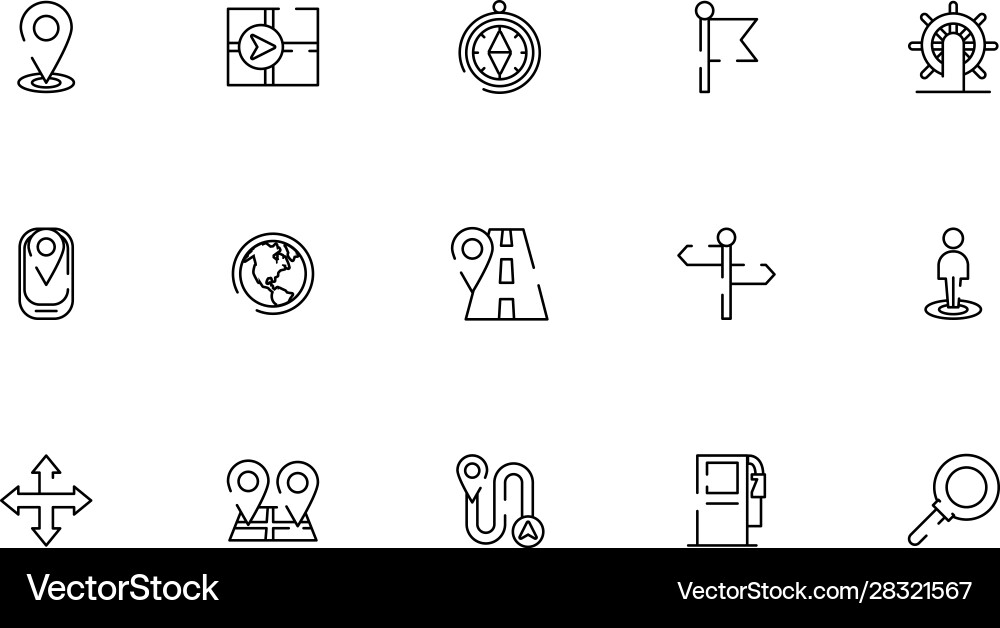 Bundle maps and navigation icons vector image