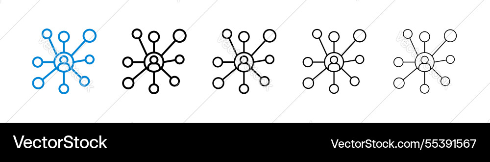 Chart network icons in five different stroke sizes Chart network icons in five different stroke sizes vector image