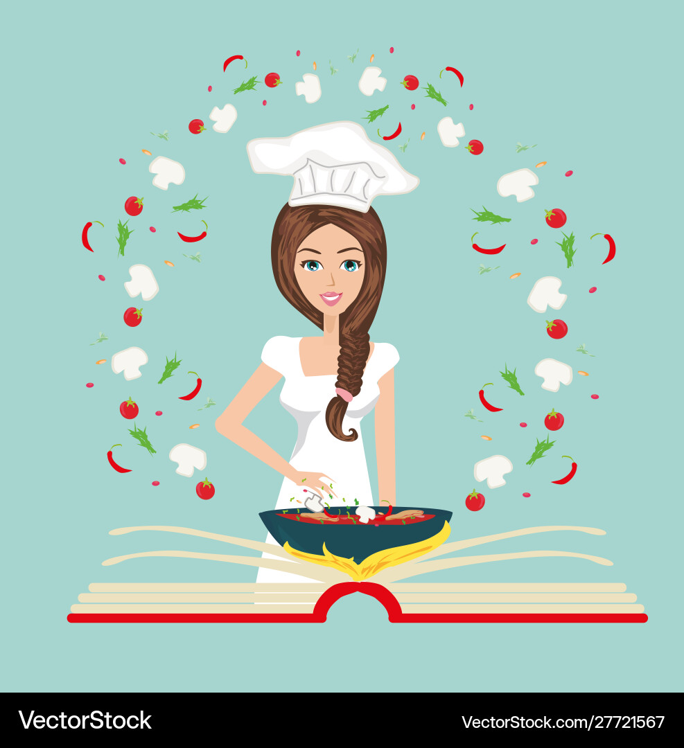 Chef holding recipe cookbook abstract card Vector Image
