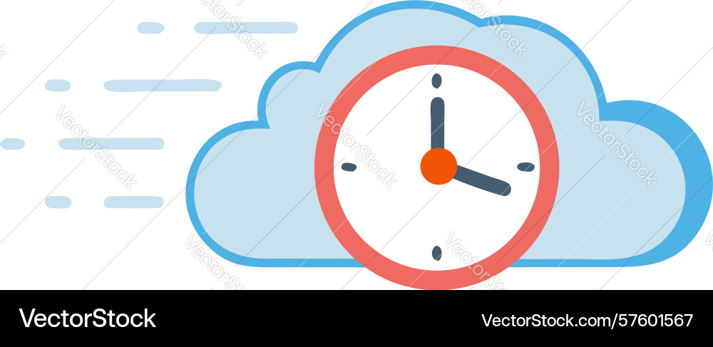 Cloud time clock with motion lines vector image