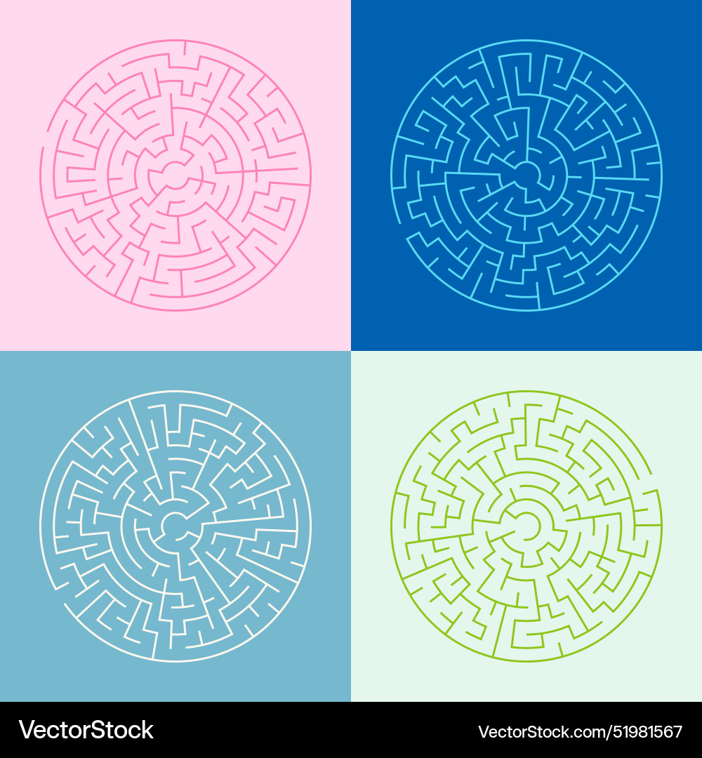 Collection of circular maze pattern background Collection of circular maze pattern background vector image