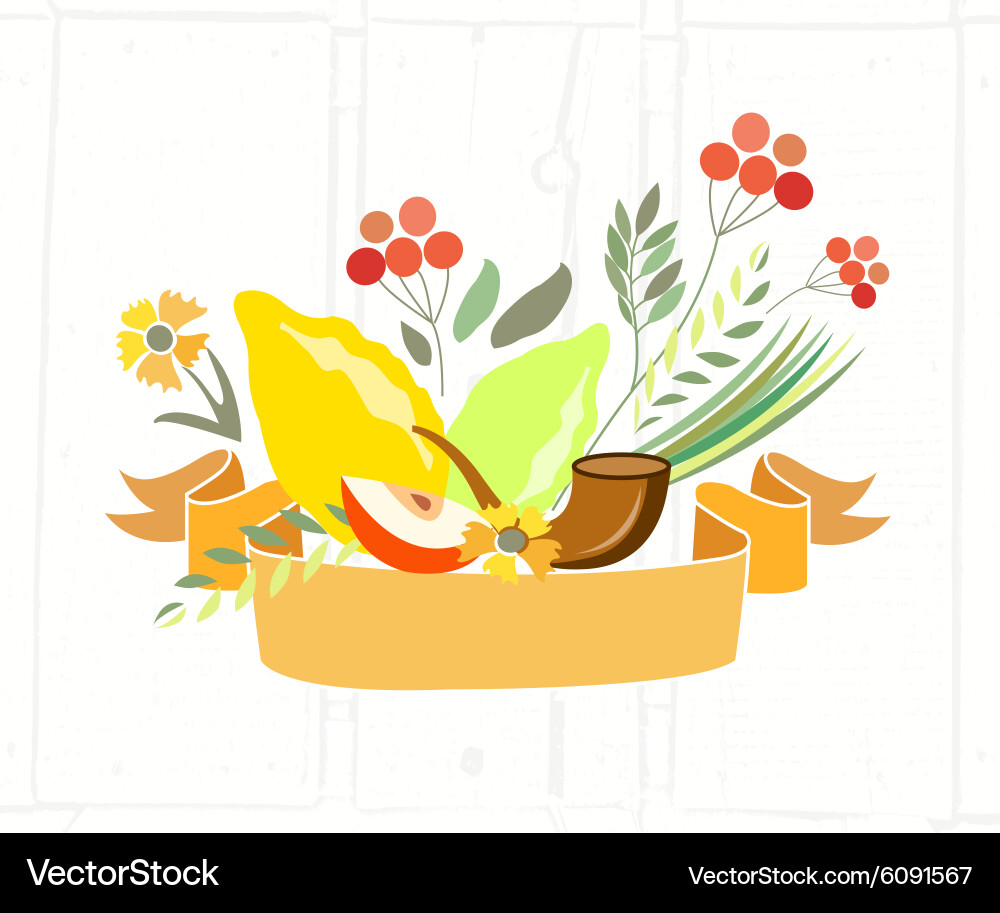 Collection of labels and elements for sukkot Vector Image