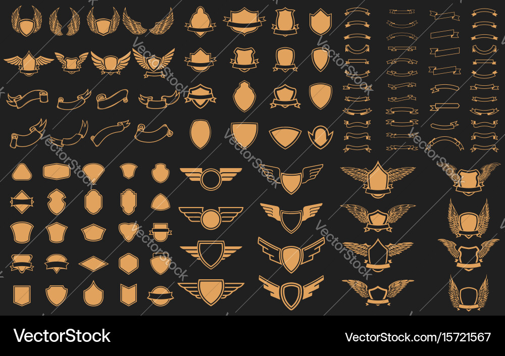 Collection of Ribbons and Emblems Vector Image