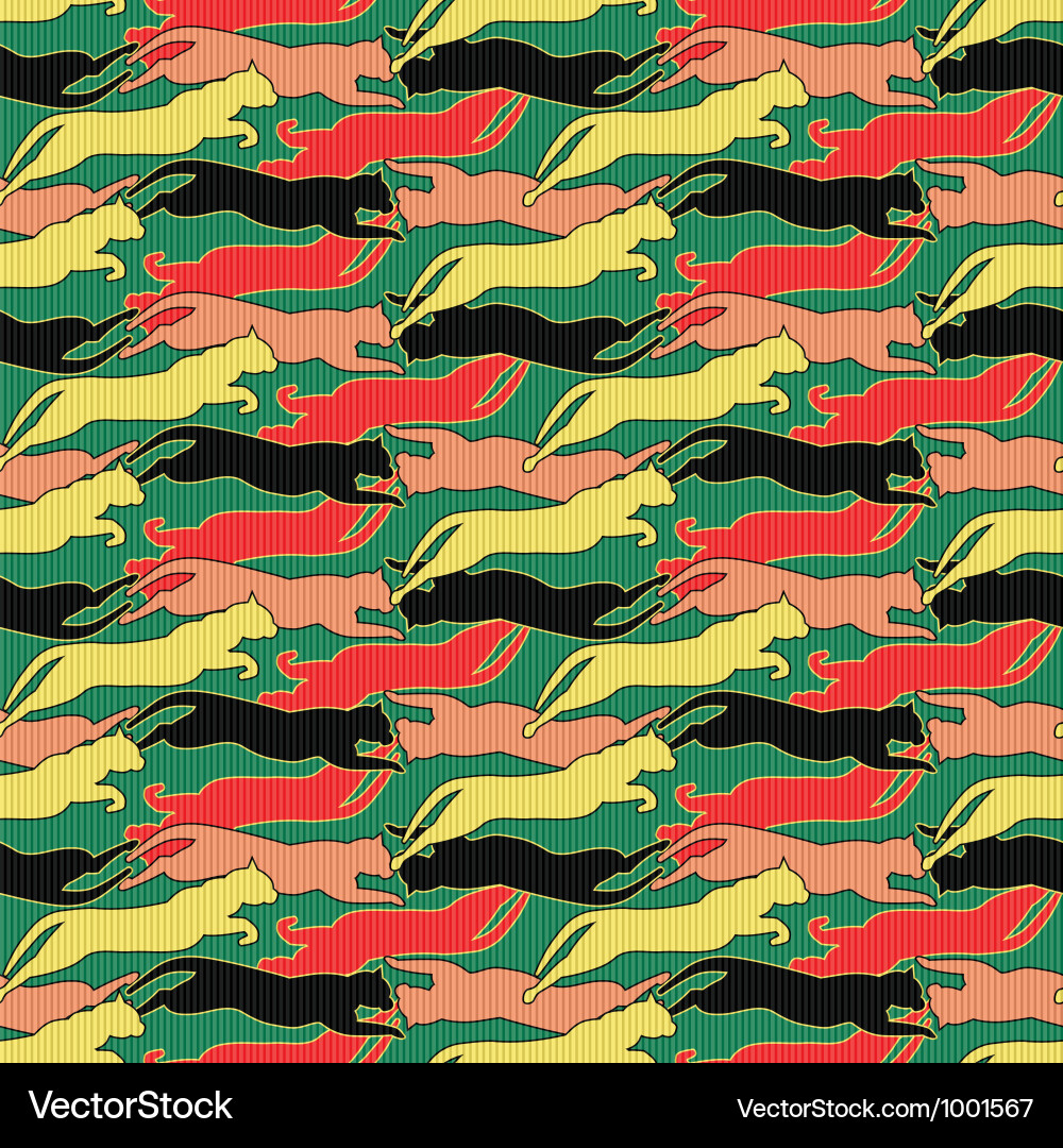Colorful Running Cats Pattern vector image