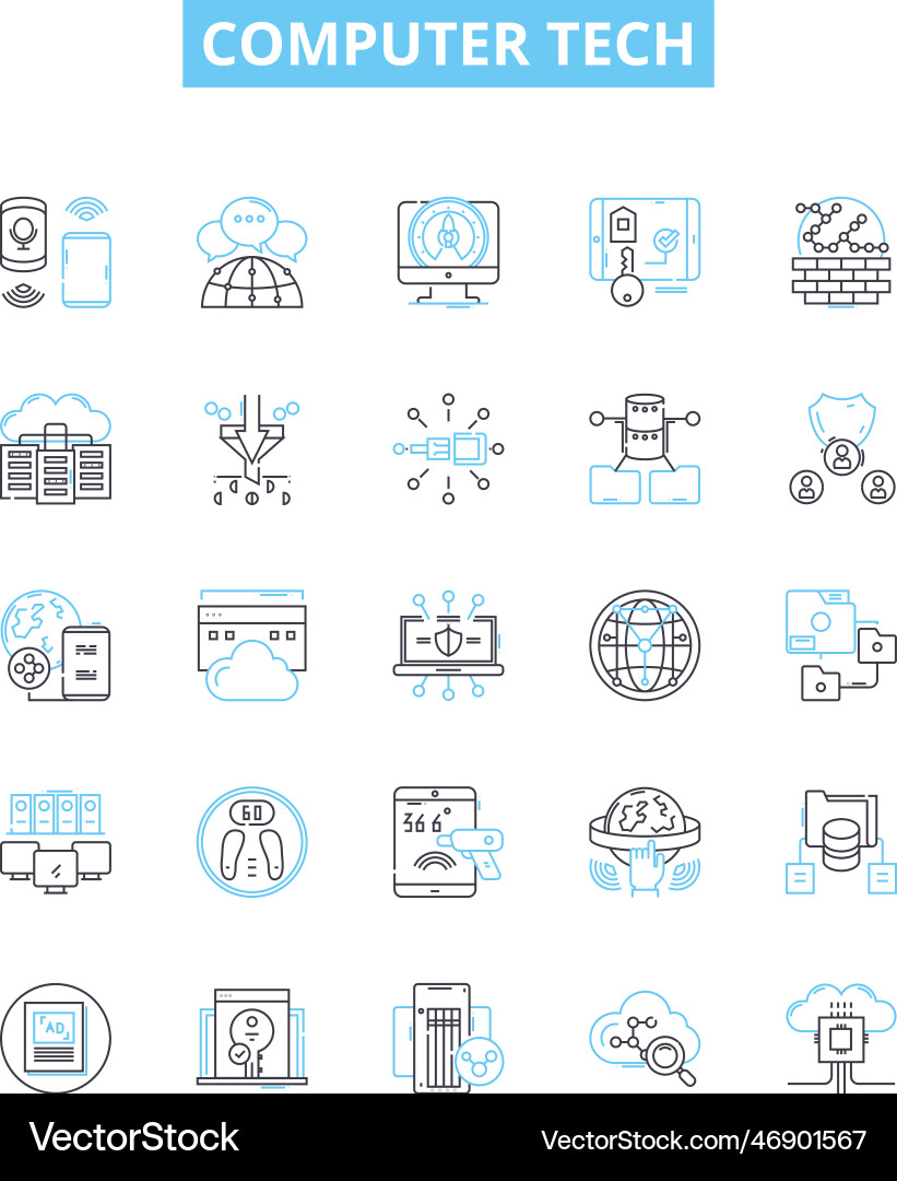 Computer tech line icons set Computer tech line icons set vector image
