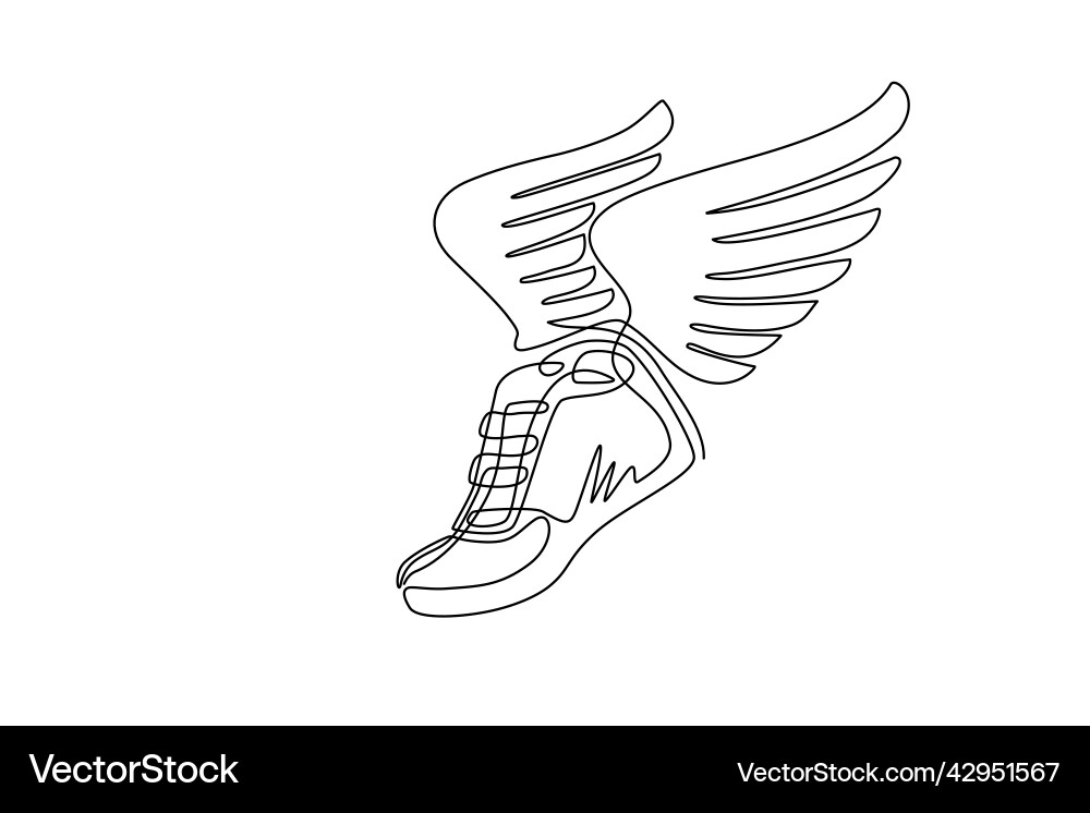 Continuous one line drawing running shoes Continuous one line drawing running shoes vector image
