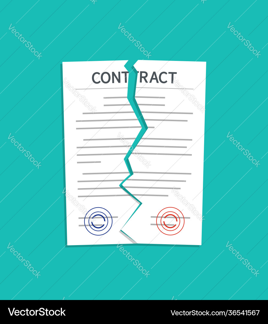 Contract break breach and terminate Contract break breach and terminate vector image