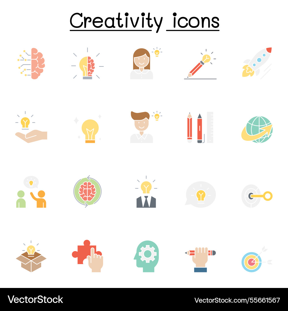 Creative icon set in flat color style Creative icon set in flat color style vector image