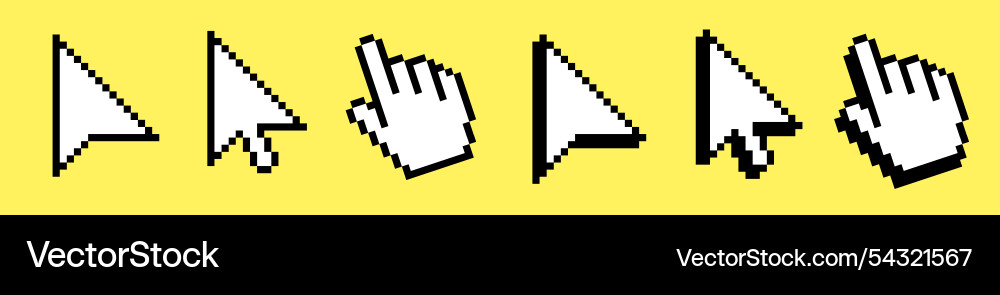Cursor icons set arrow arm flat and 3d style vector image