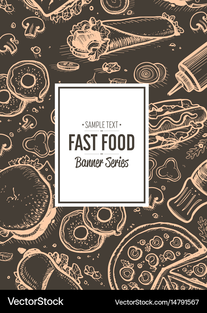 Fast food cafe menu cover design Royalty Free Vector Image