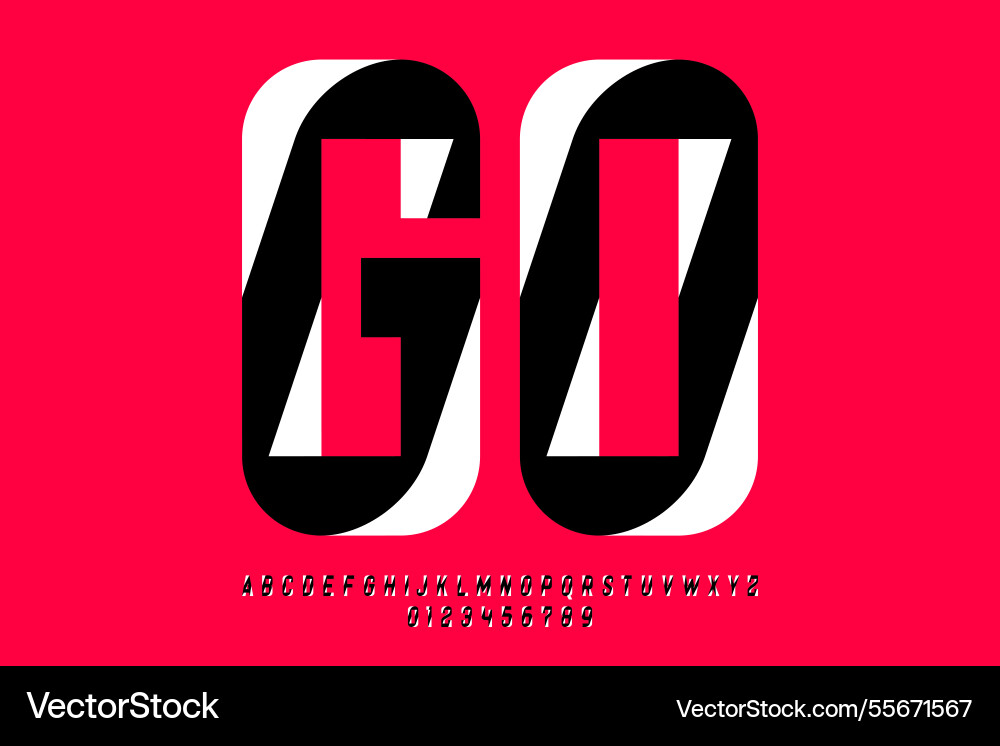 Go sport style font alphabet letters and numbers Go sport style font alphabet letters and numbers vector image