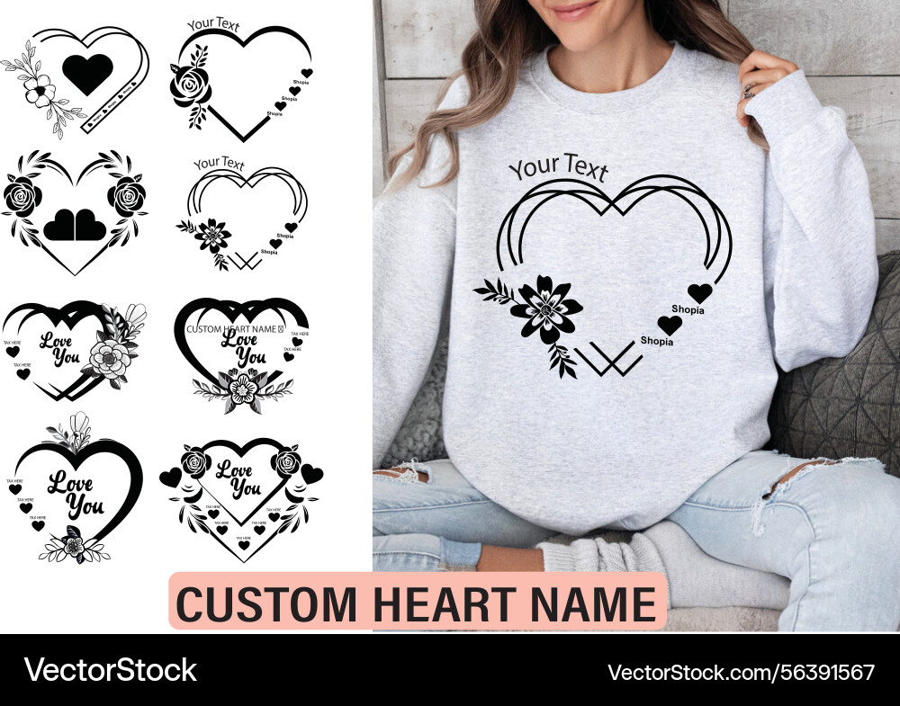 Heart with name svg file Vector Image