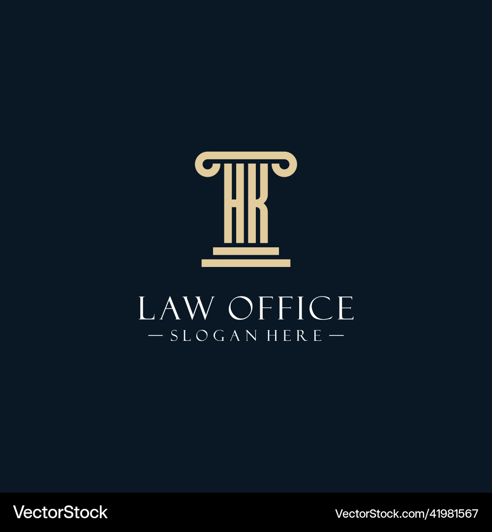 Hk initial monogram logos with pillar shapes style Vector Image