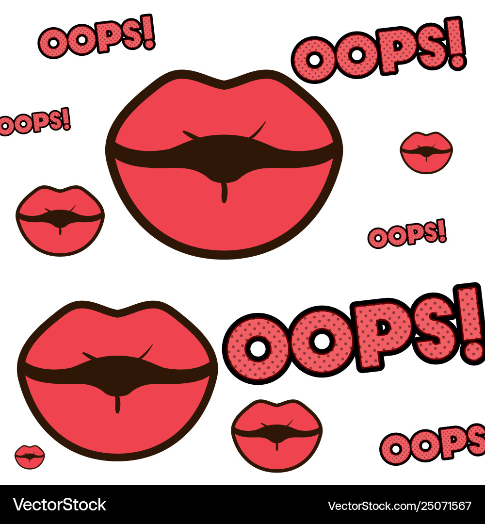Lips with oops pattern isolated icon Vector Image
