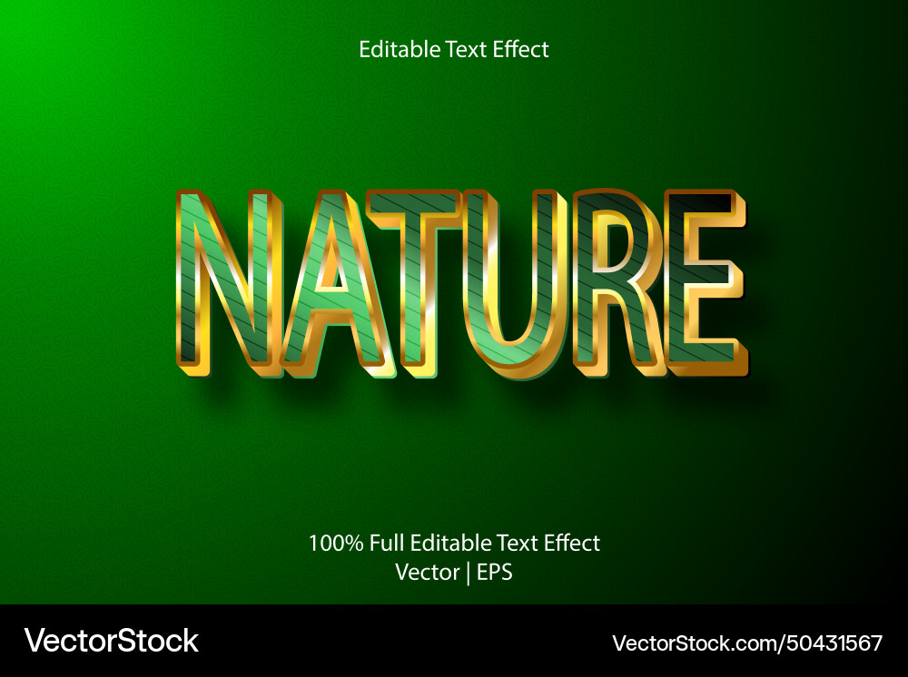 Nature editable text effect 3 dimension emboss Nature editable text effect 3 dimension emboss vector image