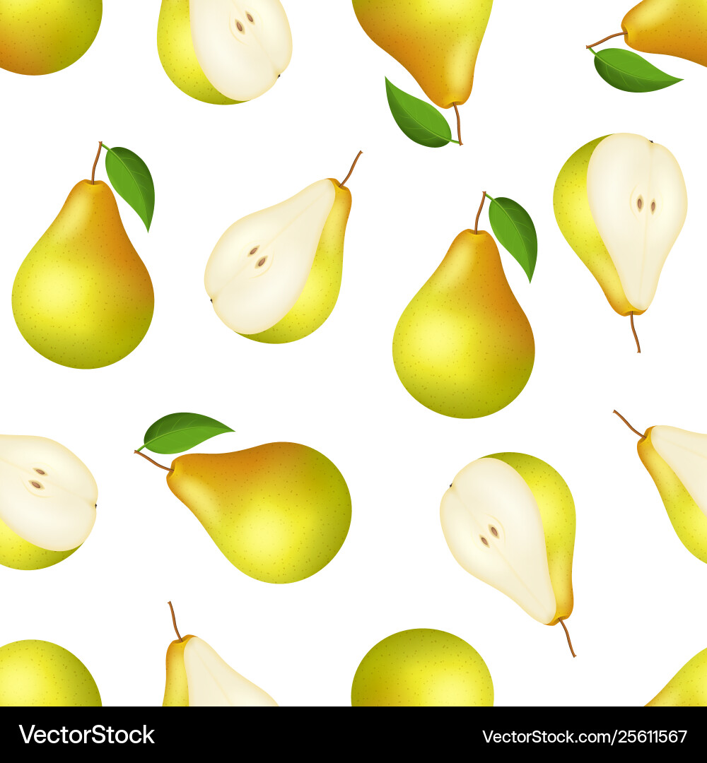 Realistische Pear & Slice Pattern Vektorbild