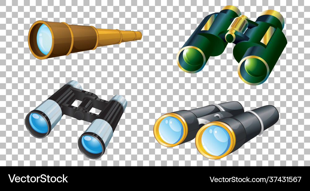 Set different binoculars isolated Set different binoculars isolated vector image