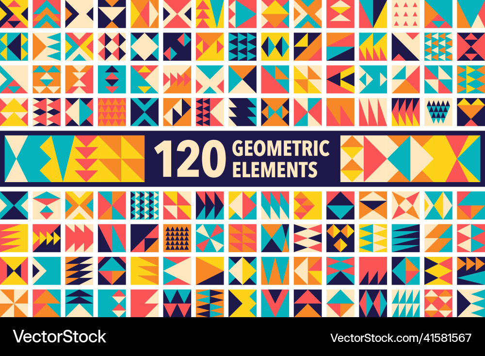 Set of 120 trendy abstract triangles shape Set of 120 trendy abstract triangles shape vector image