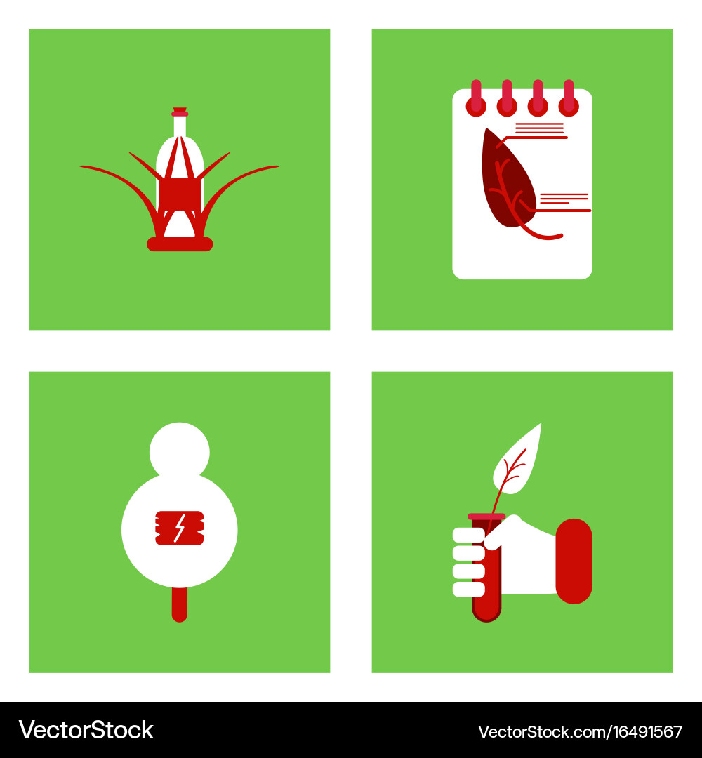 Set of modern eco system icons in flet style vector image