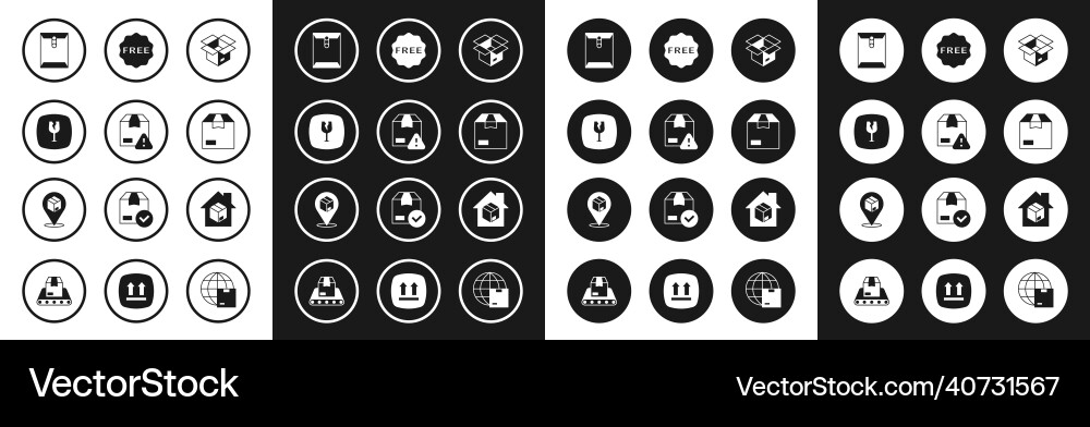 Set unboxing delivery security with shield Set unboxing delivery security with shield vector image