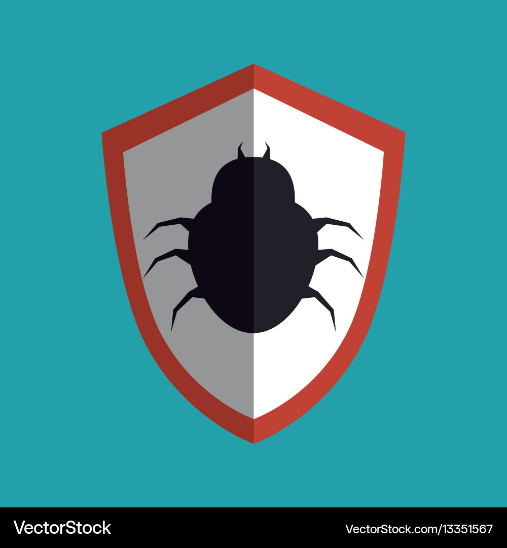 Shield with bug icon Vector Image