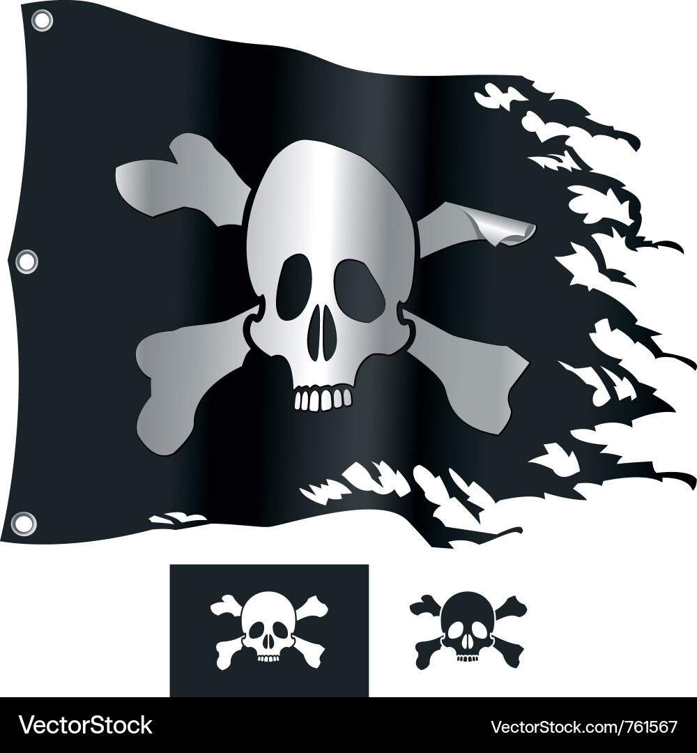 Skull Jolly Roger Flag Vector Image