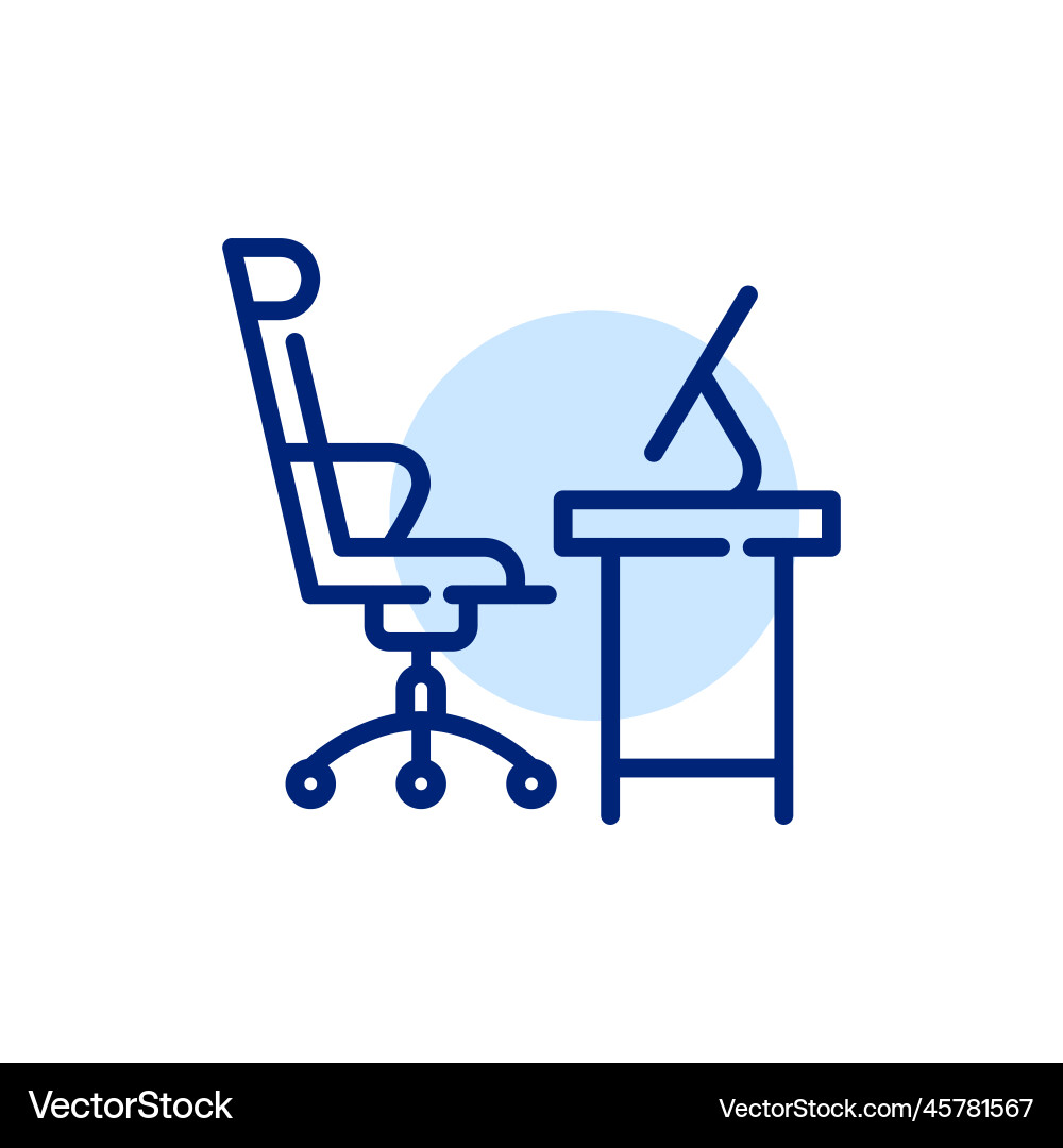 Swivel computer chair and desk with desktop Vector Image