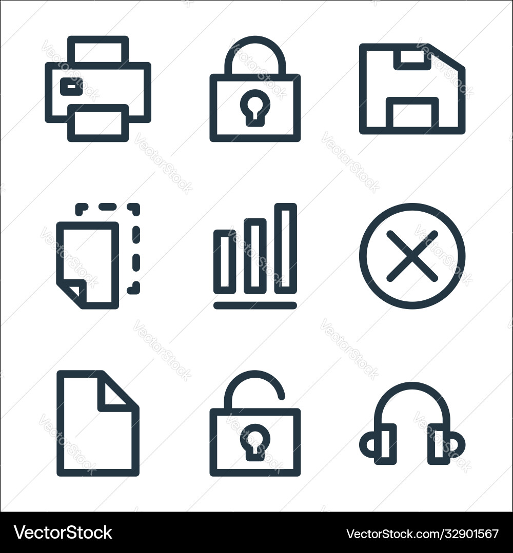 User interface line icons linear set quality User interface line icons linear set quality vector image