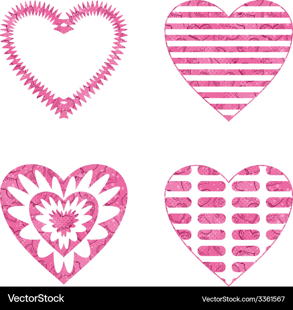 Valentine heart with patterns set vector image