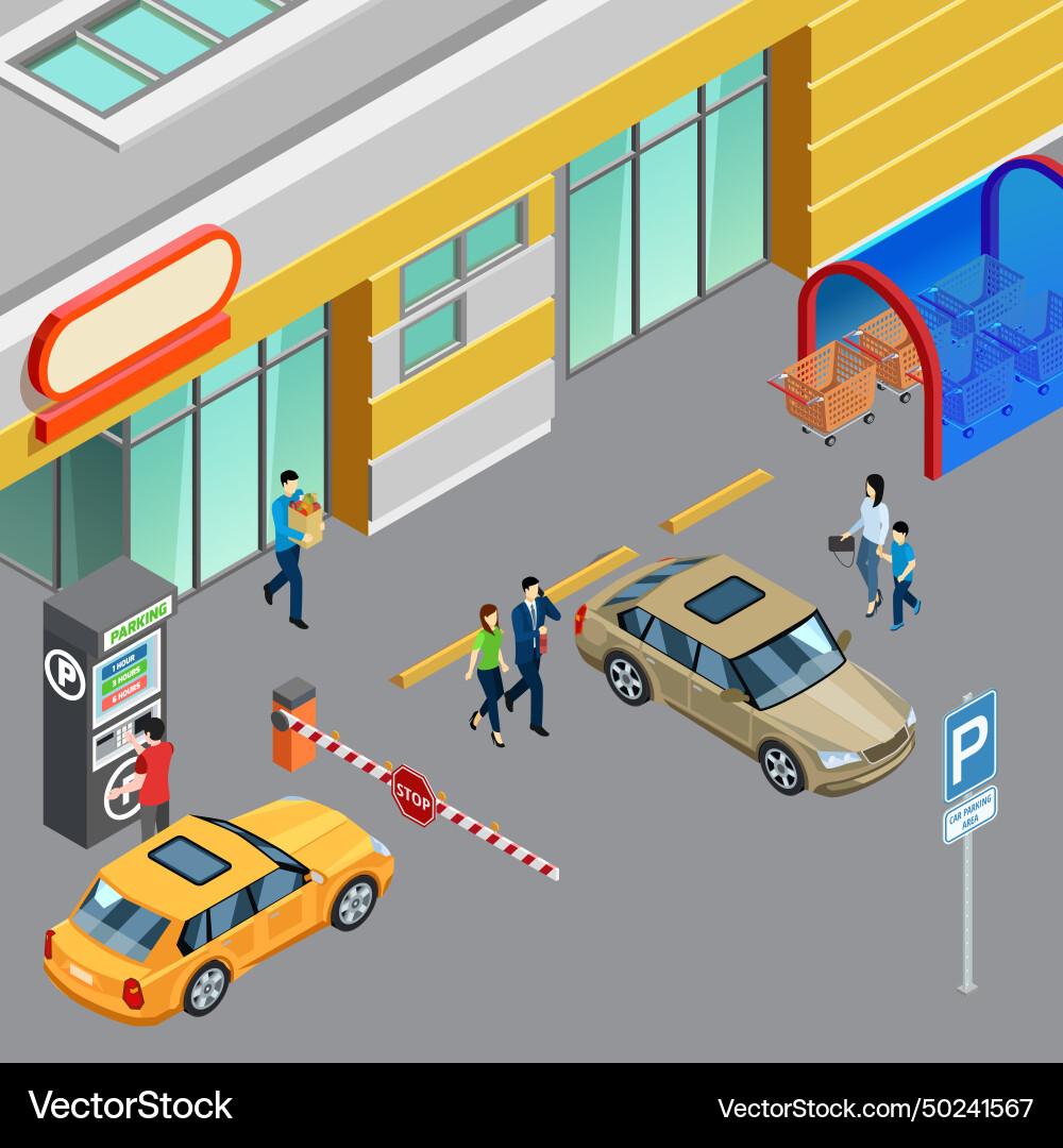 Vending machine isometric composition Vending machine isometric composition Vector Image