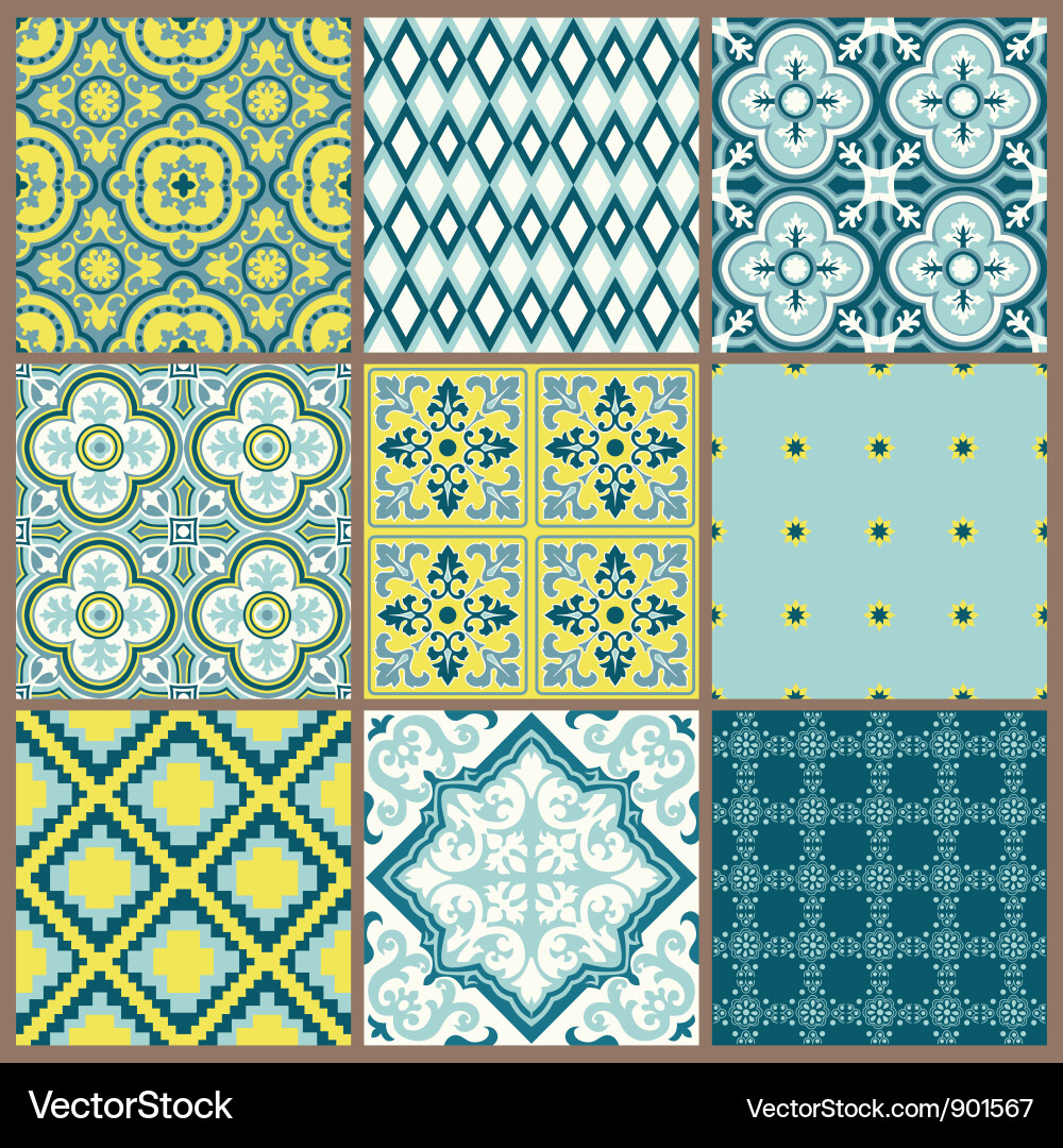 Vintage Tile Seamless Patterns vector image