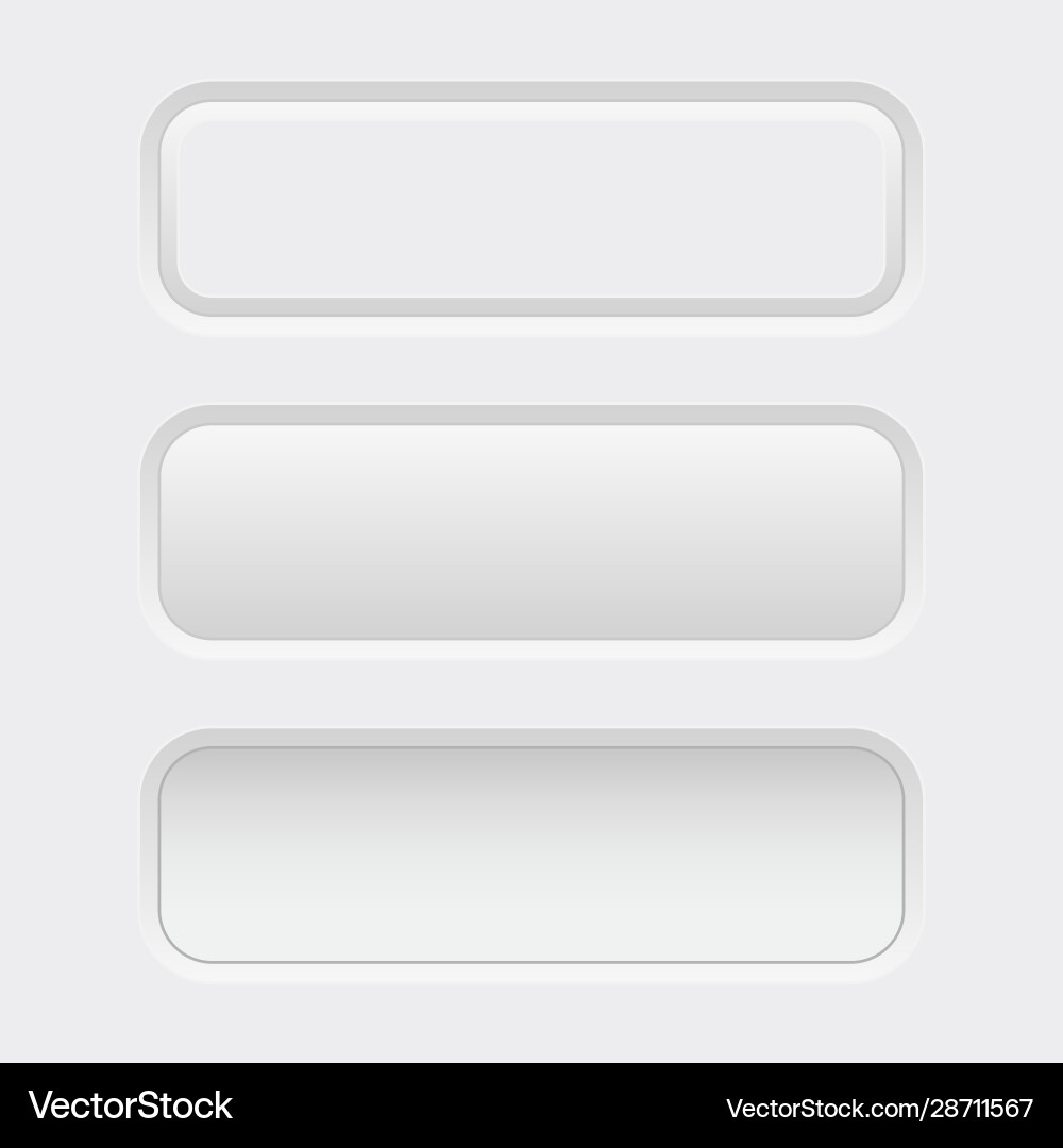 White interface buttons normal and pushed vector image
