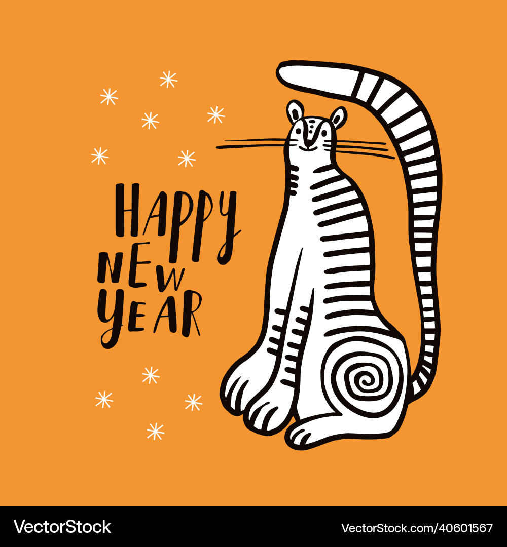 Year of tiger new years card vector image