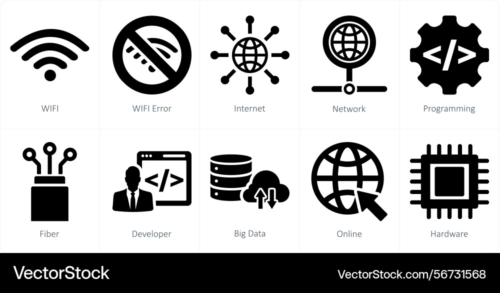 A set of 10 internet computer icons as wifi Vector Image