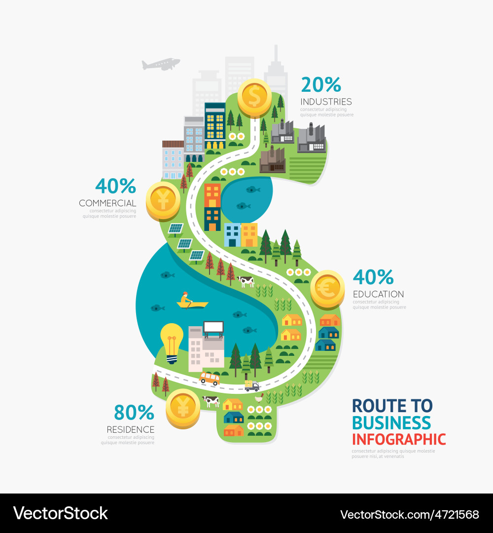 Business Route Money Icons vector image