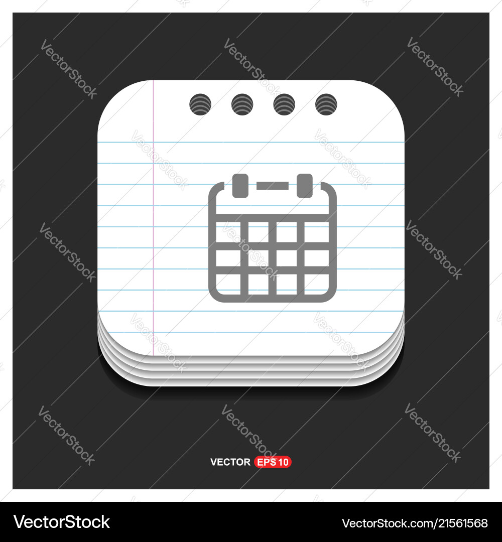 Calendar icon gray on notepad style template Vector Image