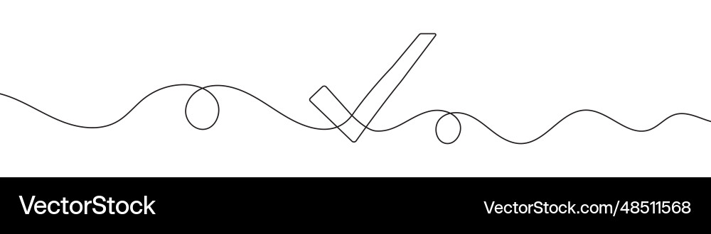 Check mark in continuous line drawing style Check mark in continuous line drawing style vector image
