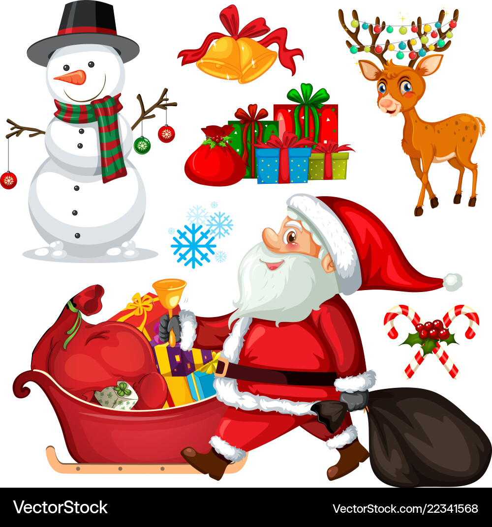 Christmas Objects & Characters Collection vector image