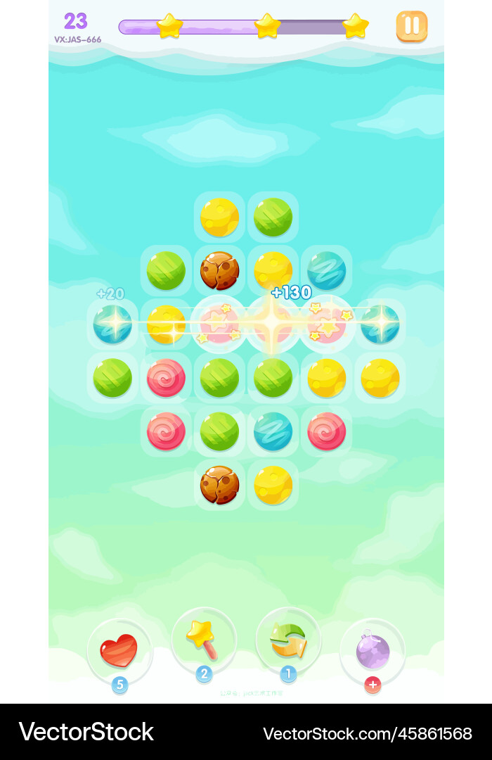 Complete set of level button game ui pop-up icon Vector Image