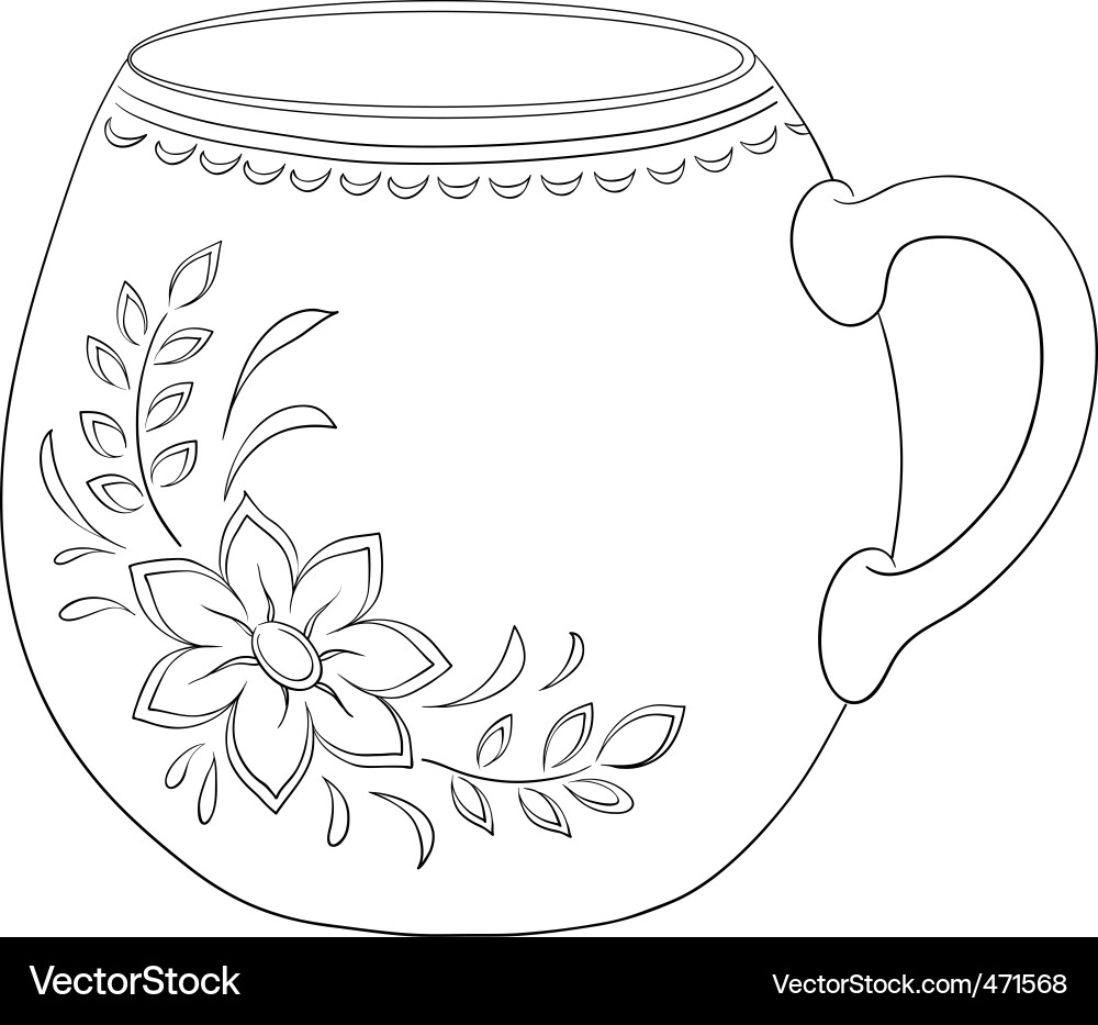 Cup with a pattern contour Vector Image