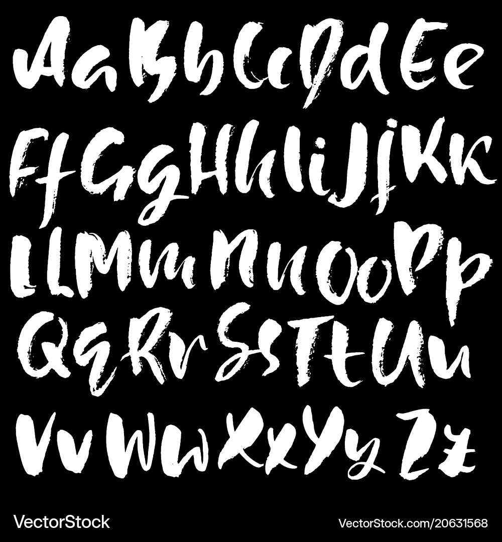 Dry Brush Lettering Font - Grunge Style Vector Image