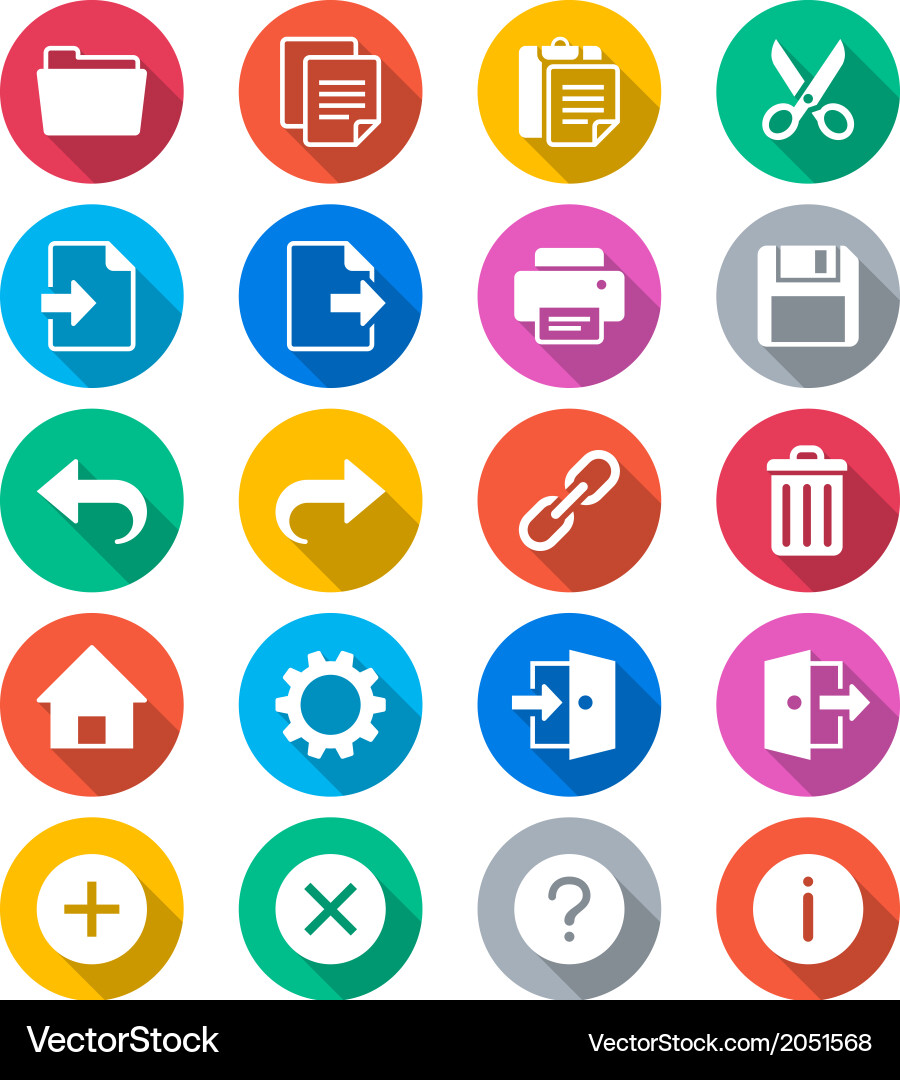 Flat Color Toolbar Icons - Utility vector image