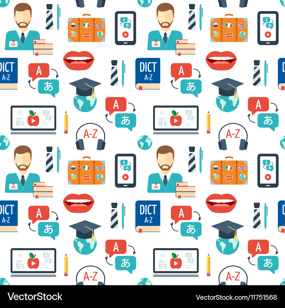 Foreign language learning seamless pattern flat Vector Image