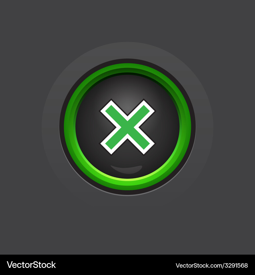 Glossy dark exit button vector image