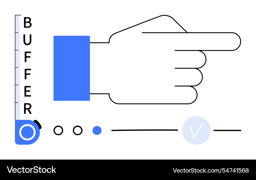 Hand pointing right with buffer gauge and control Hand pointing right with buffer gauge and control vector image