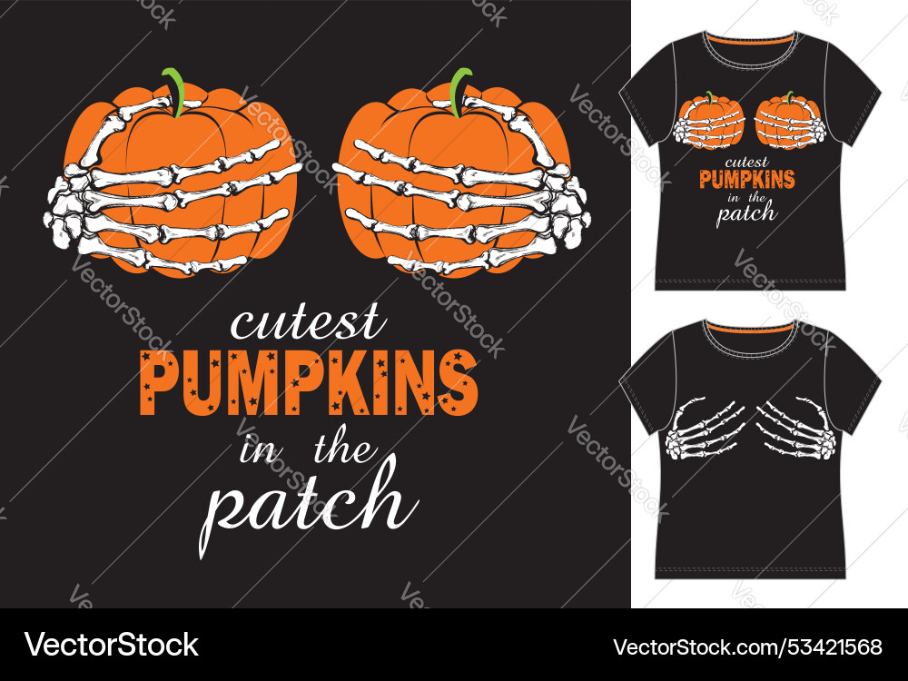 Kürbisse & Knochen - Halloween Tee Vektorbild