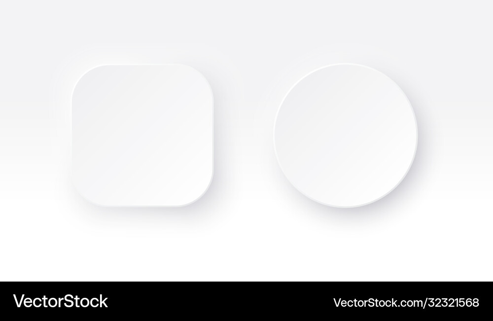 Neumorphic square and round buttons Neumorphic square and round buttons vector image