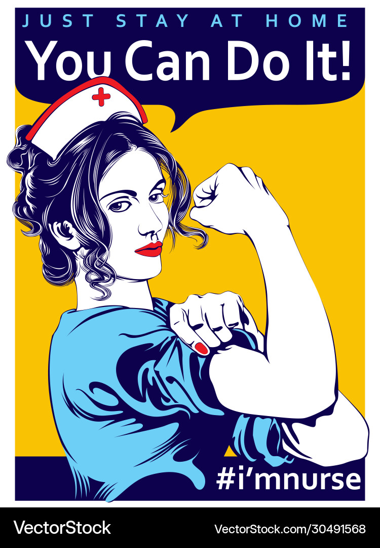 Nurse Hero - Pandemic Strength Vector Image